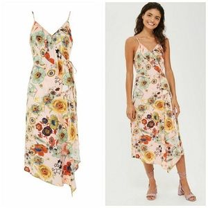 NWT, Topshop star and floral ruffle wrap dress